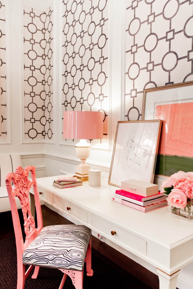 Amazing-Desks-For-Teenage-Girls-Ideas-in-Home-Office-Eclectic-design-ideas-with-black-and-white-desk-interior-wallpaper-pastels
