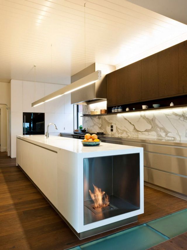 Beautiful-Kitchen-Fireplace-Design-in-the-Island